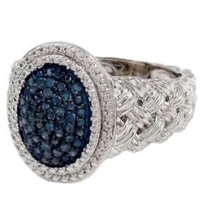 $400 Savvy Cie Blue Diamond Ring 8 Braided  Texture Great Girlfriend Gift NWT
